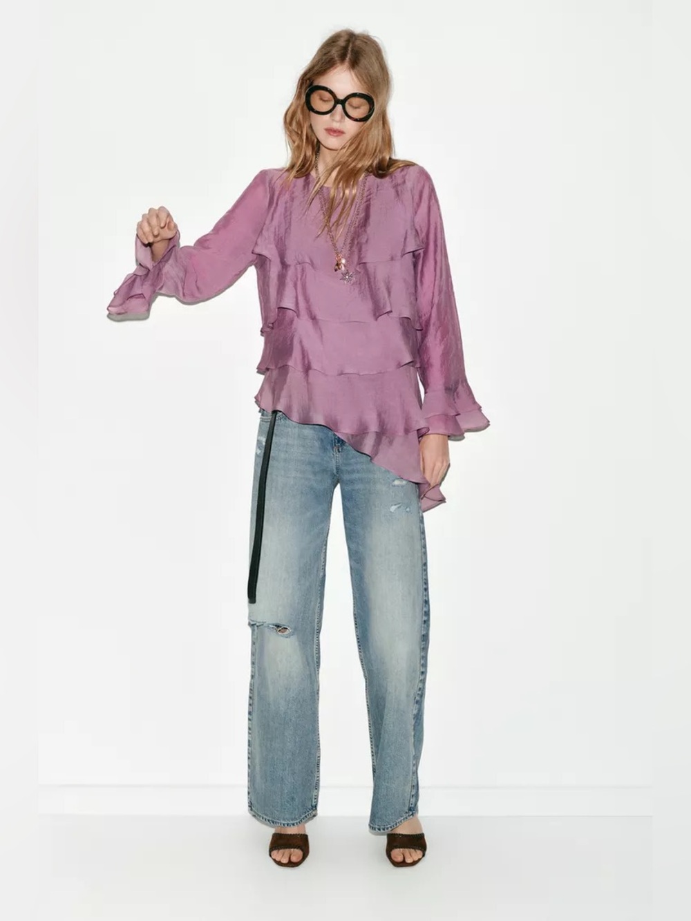 NWT Zara ASYMMETRIC RUFFLED TOP